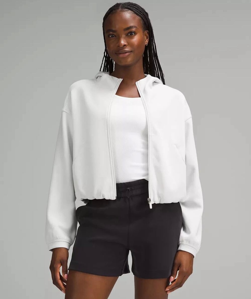 Lululemon Softstreme Full Zip Hoodie Off White Size 6 Cropped Jacket EUC